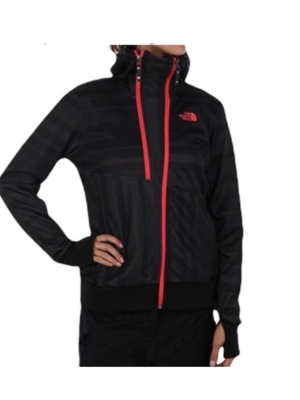 The North Face Thatch hoodie zipper front jacket athletic thumb holes size small